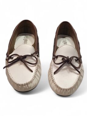 Women's Two-Tone Cream and Brown Moccasin Loafers